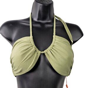 Minkpink Swim Florence Keyhole Bandeau Convertable Bikini Top Moss Green Medium
